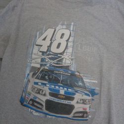 Lowes Jimmie Johnson 48 Hendrick Motor Sports T-Shirt Top White Blue XL.