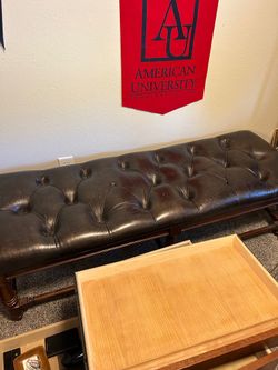 Large Brown Tufted Ottoman