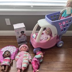 Baby Dolls, Pack N Play, And Little Tikes Cozy Shopping Cart