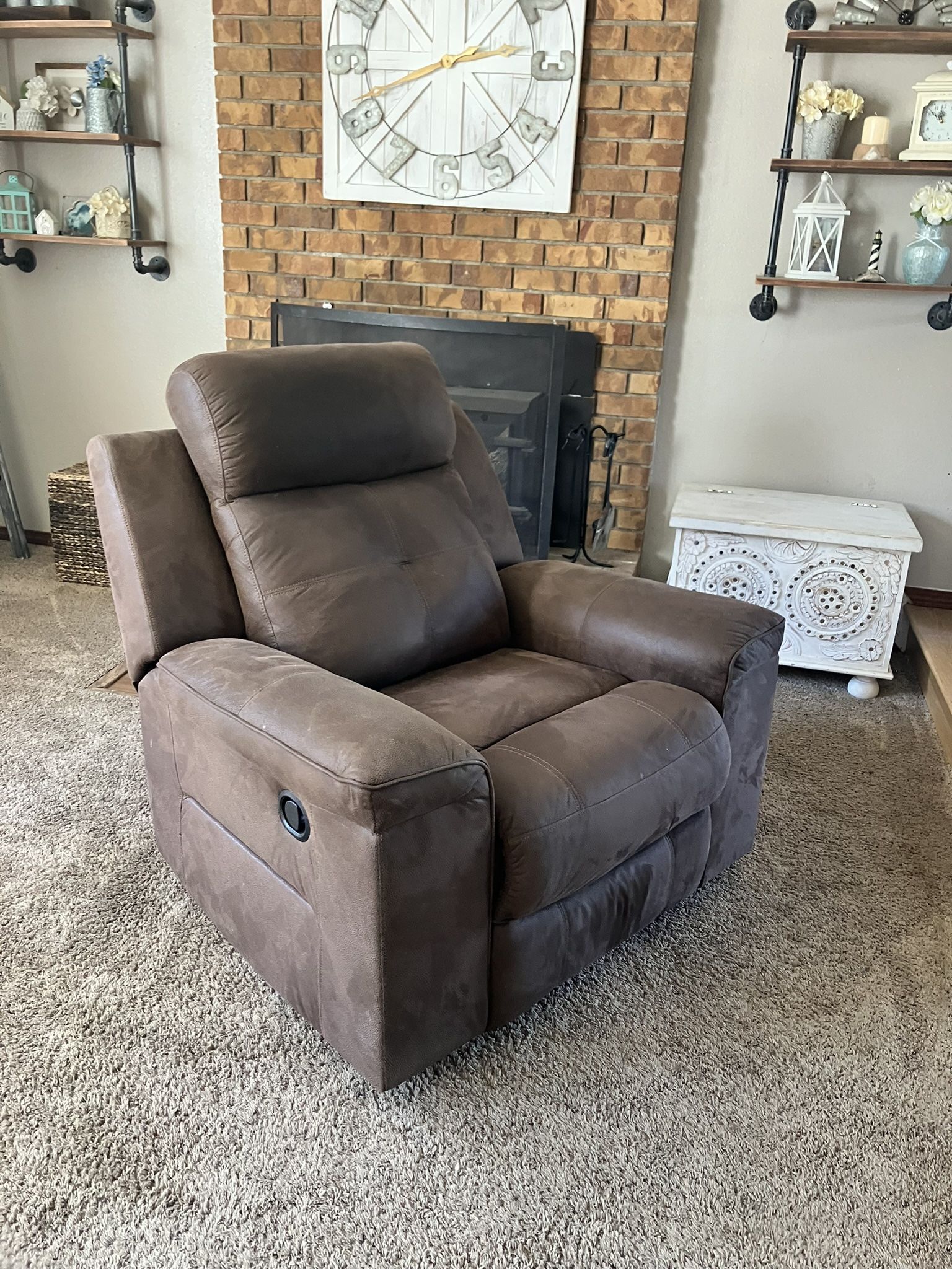 Dark Brown Rocking Recliner Chair 