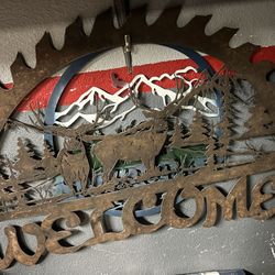 Vintage Wood Saw Mad Into Welcome Sign