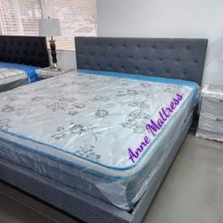NEW IN BOX - KING PLATFORM BED FRAME AND PILLOW TOP MATTRESS 