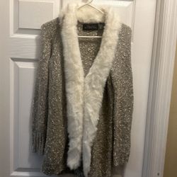 Donna Salyers Fabulous Fur alpaca blend luxury faux fur knit longline cardigan