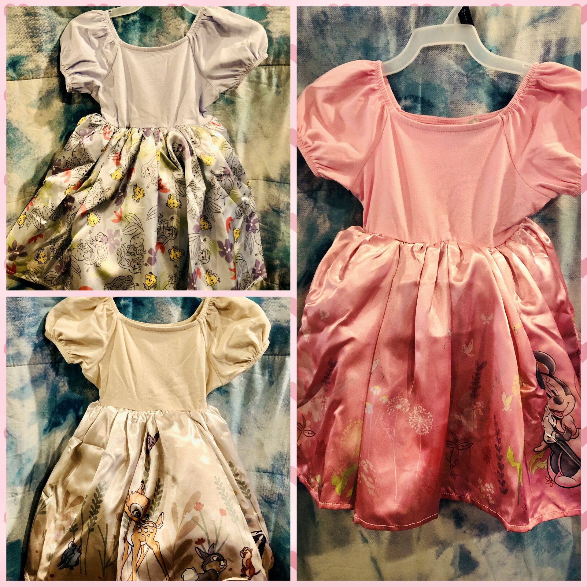 Disney Minnie Mouse, Bambi, Little Mermaid Girl’s Dresses Size 3T,4T,5T,6