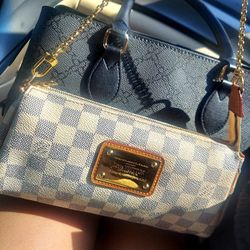 Louis Vuitton Damier Azur Chain Clutch Shoulder Bag