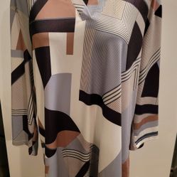 BAISHENGGT Womens 3/4 Sleeve Floral Printed Notch V Neck Blouse Size XL