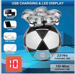 Head Shaver for Bald Men, Precision Ultimate Electric Shaver for Bald Men, IPX7 Waterproof Cordless Rechargeable Razor, Wet/Dry Shaving, 6D Rotary Sha