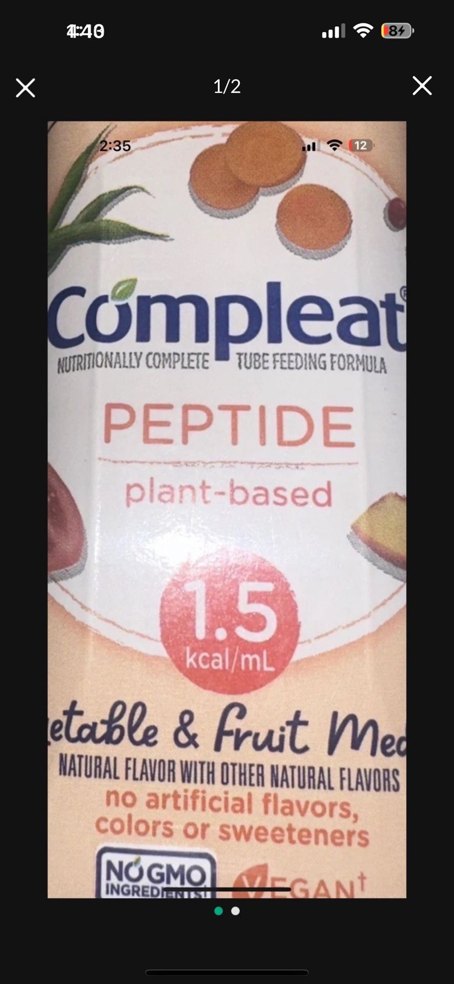 Compleat Peptide 1.5 Vegetable & Fruit Medley, Case of 24, Expires April, 2026