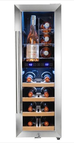 AKDY 34.75 in. 16-Bottle Dual Zone Compressor Freestanding Wine Cooler