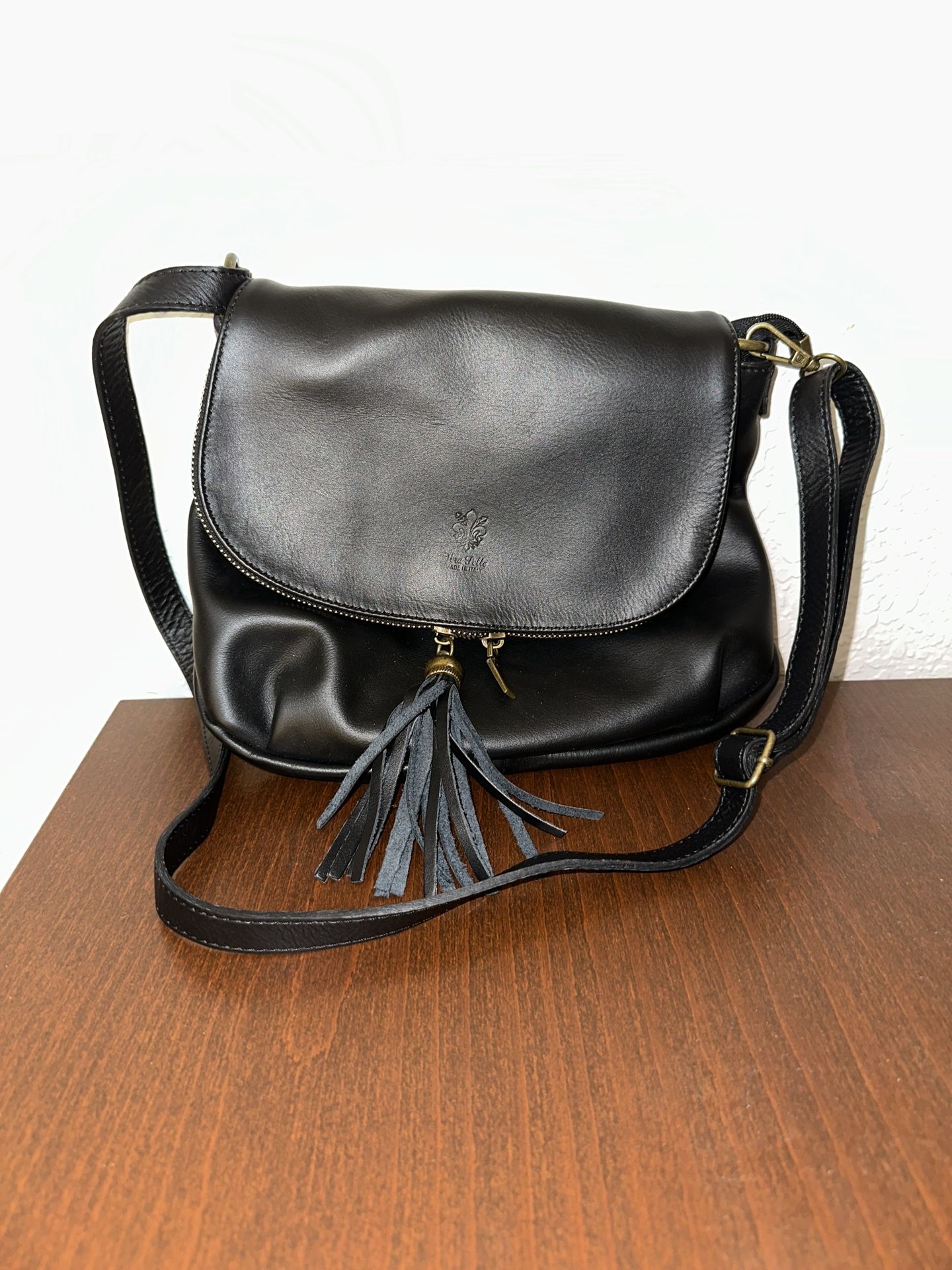 Black Leather Bag From Italy