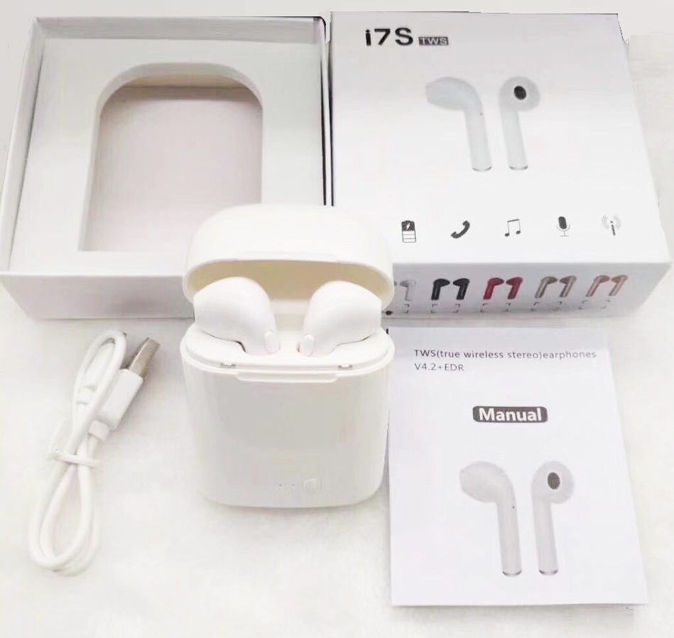 I7 Generic Bluetooth headphone ( ear pod style) ear phone with charge box