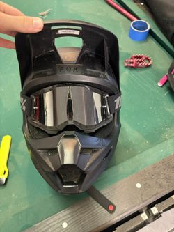 Matte Black Fox Helmet with 100% Goggles