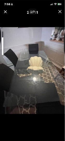 Glass Top Dining Table with 4 Chairs