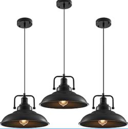 Black Pendant Light 12.5 inches 3 Packs, Farmhouse Pendant Light, Industrial Pendant Lighting, Kitchen Pendant Lights, Pendant Lights Kitchen Island f