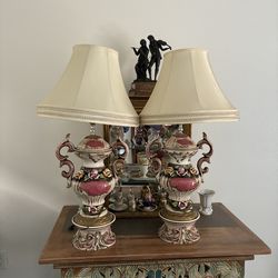 Capodimonte - style Italian porcelain table lamps