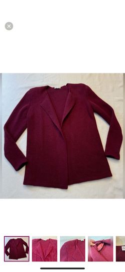 Vintage Calvin Klein burgundy maroon cardigan sweater with shoulder pads estimated size Large