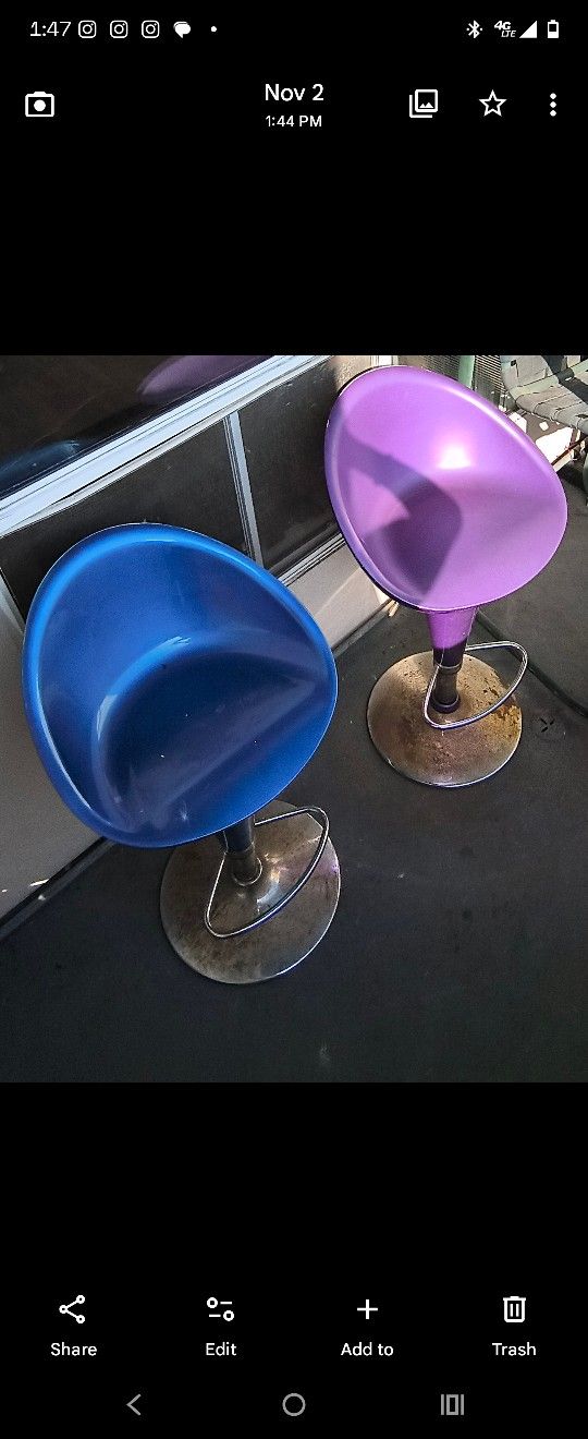 Set of 2 Modern Acrylic Bar Stools