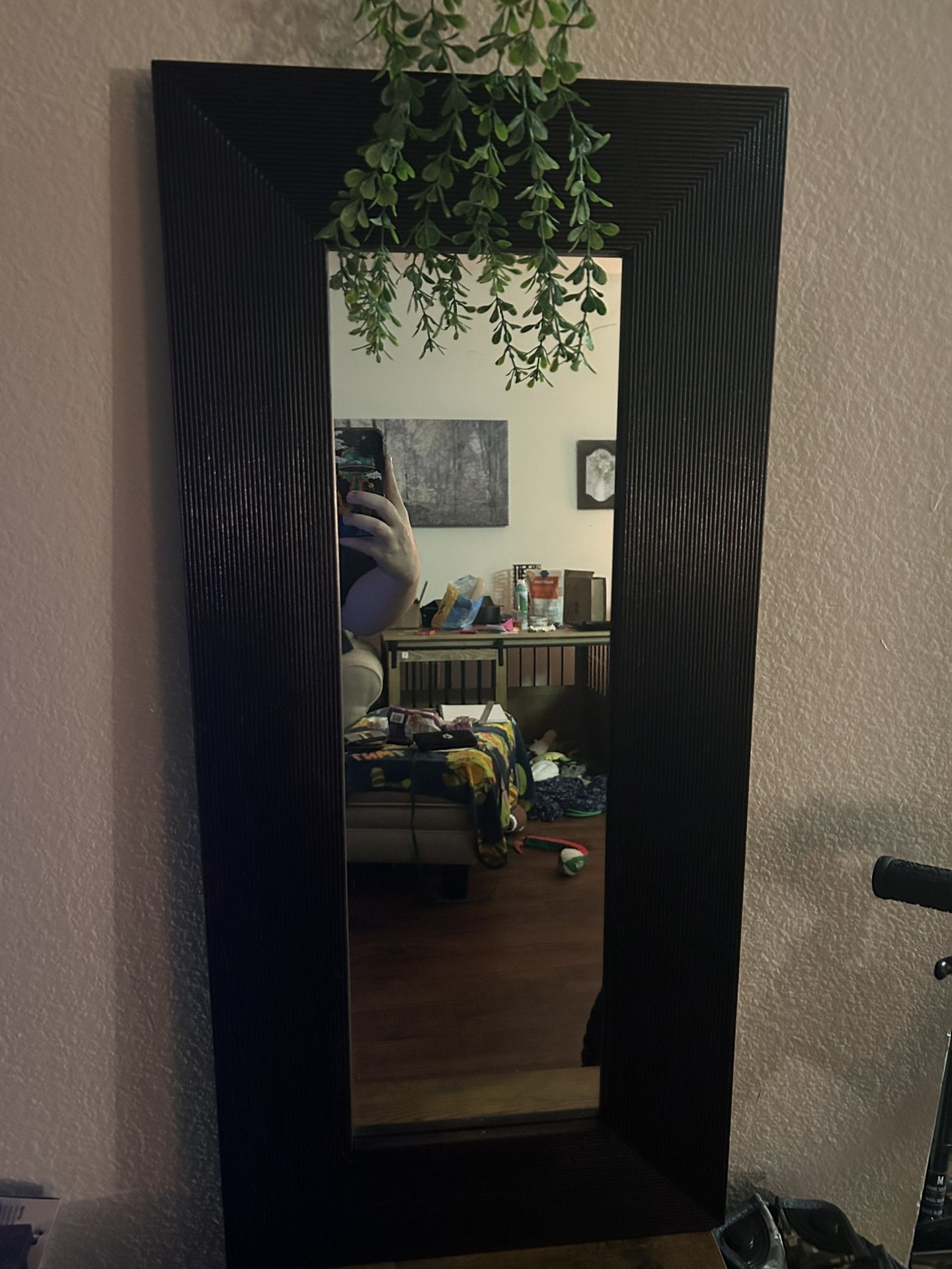 Mirror With Black Ridged Frame
