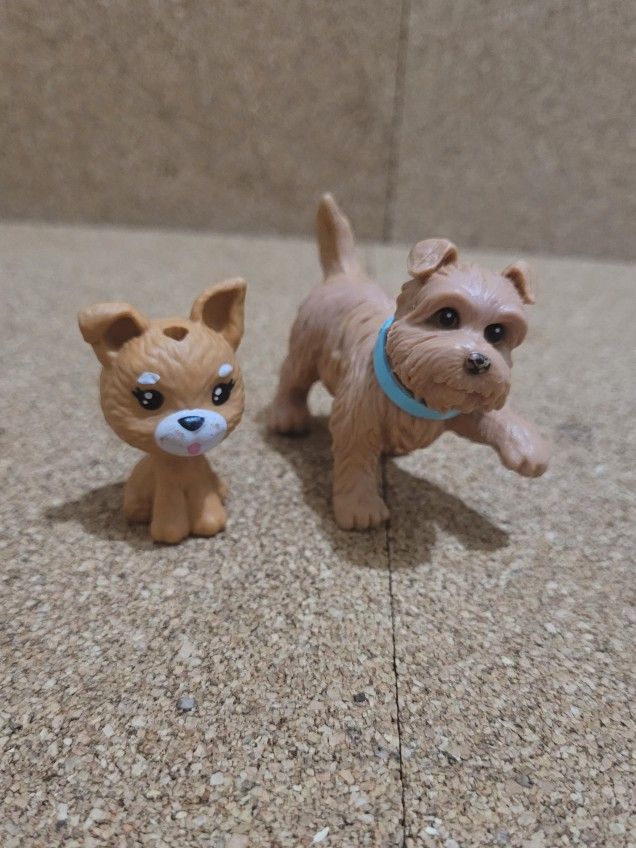 Vtg Barbie Posh Pets Mother Dog Figure Park Play set 2003 Brown Yorkie Lot-2