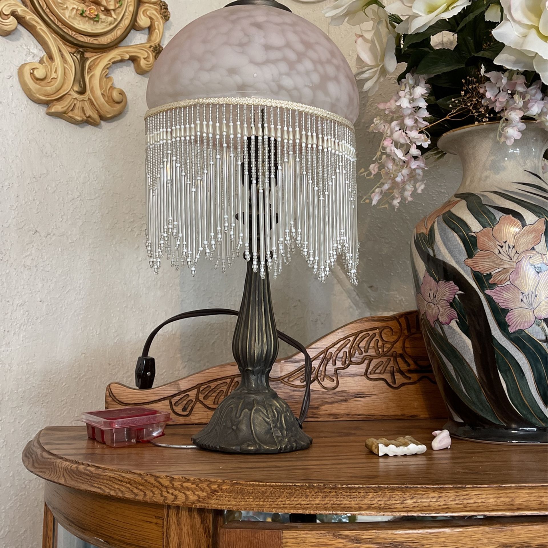 Vintage Glass Beaded Table Lamp
