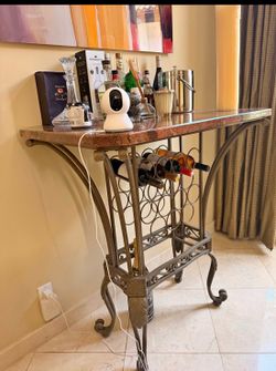Granite Top Wrought Iron Wine Bar Table