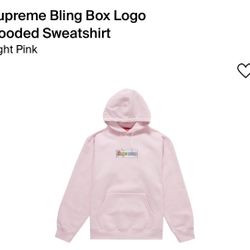 Supreme Bling Box Logo Hooded Sweatshirt Pink Size small Brand New