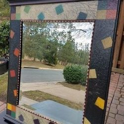  Hand Painted Framed Mirror, 27 X 33 