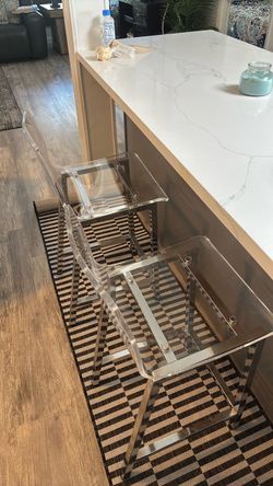 Set of 2 Clear Acrylic Chrome Counter Stools