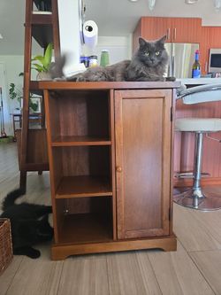 Wood Storage Cabinet with 3 Wicker Baskets