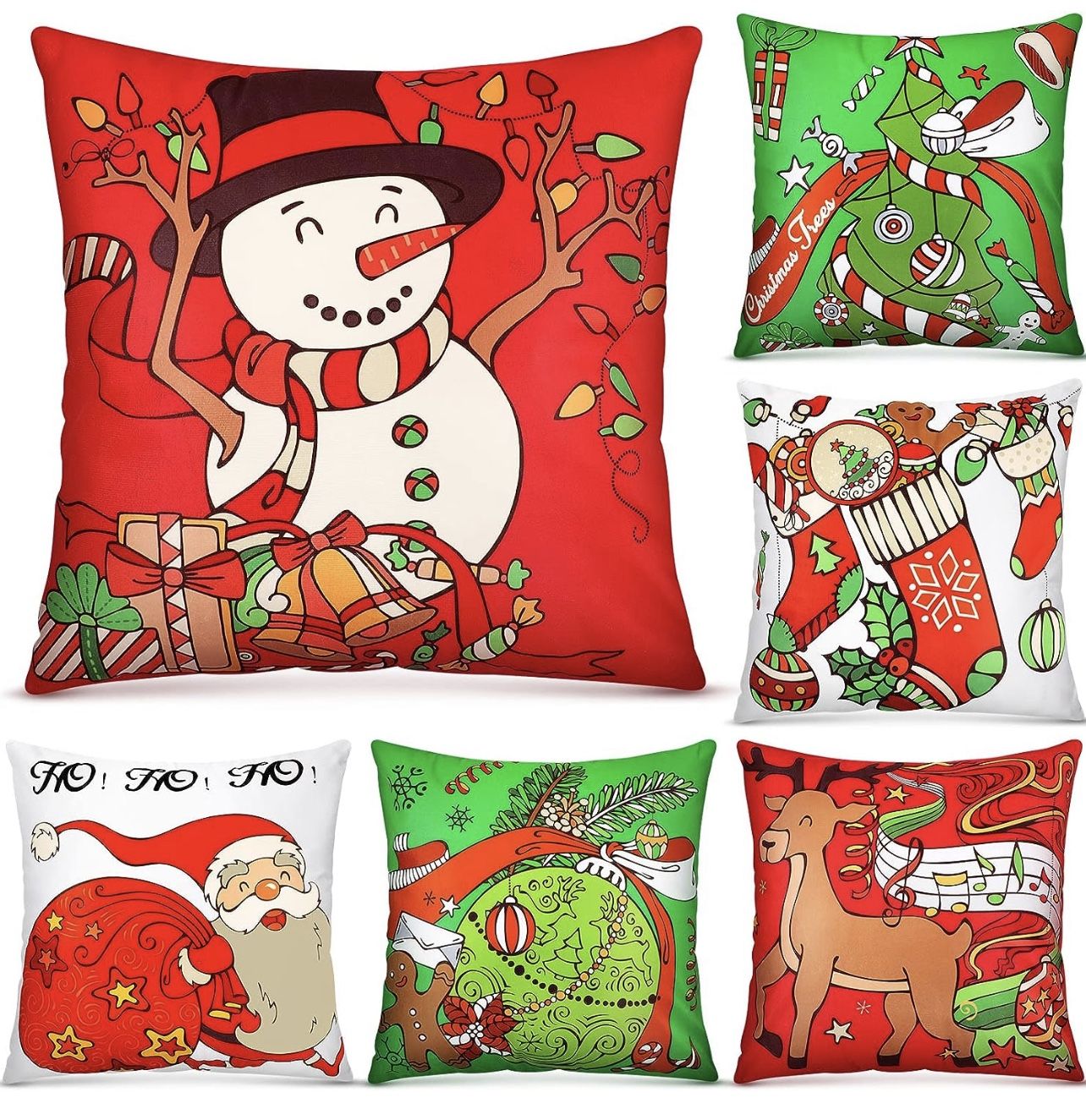 6 Pcs Christmas Pillow Covers Cushion Covers Decoration Christmas Pillow Cover Holiday Decor Throw Pillow Case for Sofa Couch Christmas Office Bedroom