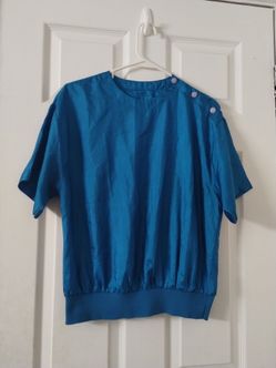 Blue blouse top with side buttons