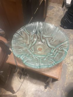 Modern 18.5" Textured Glass Vessel Bathroom Sink