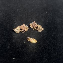 10k Tri Color Earring And Pendant 