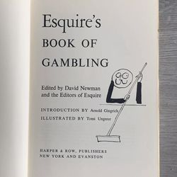Esquire’s Book of Gambling Vintage Hardcover First Edition ~