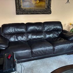 Dark Brown Leather Sofa and Loveseat 