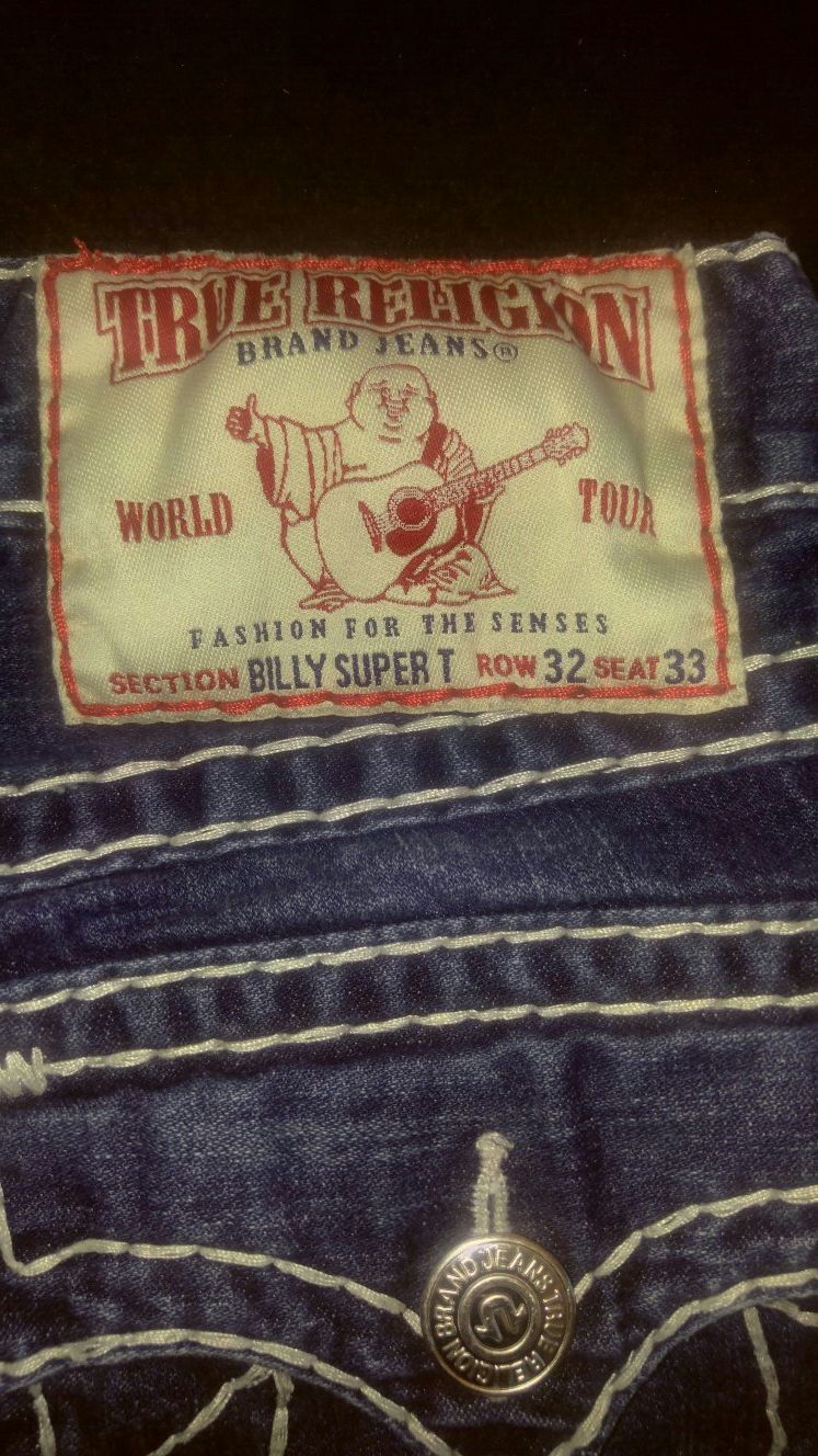 WHITE STITCH BILLY SUPER T TRUES SZ 33/30 EXCELLENT COND.!!