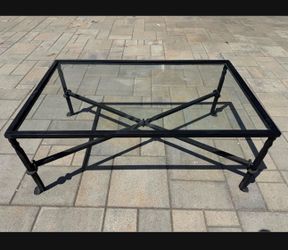 Iron Coffee Table with Glass Top