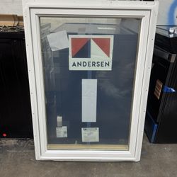 Andersen 28-3/8 in. x 40-13/16 in. 400 Series White Clad Wood Casement Window with Pine Interior, Low-E Glass and Stone Hdw, Left