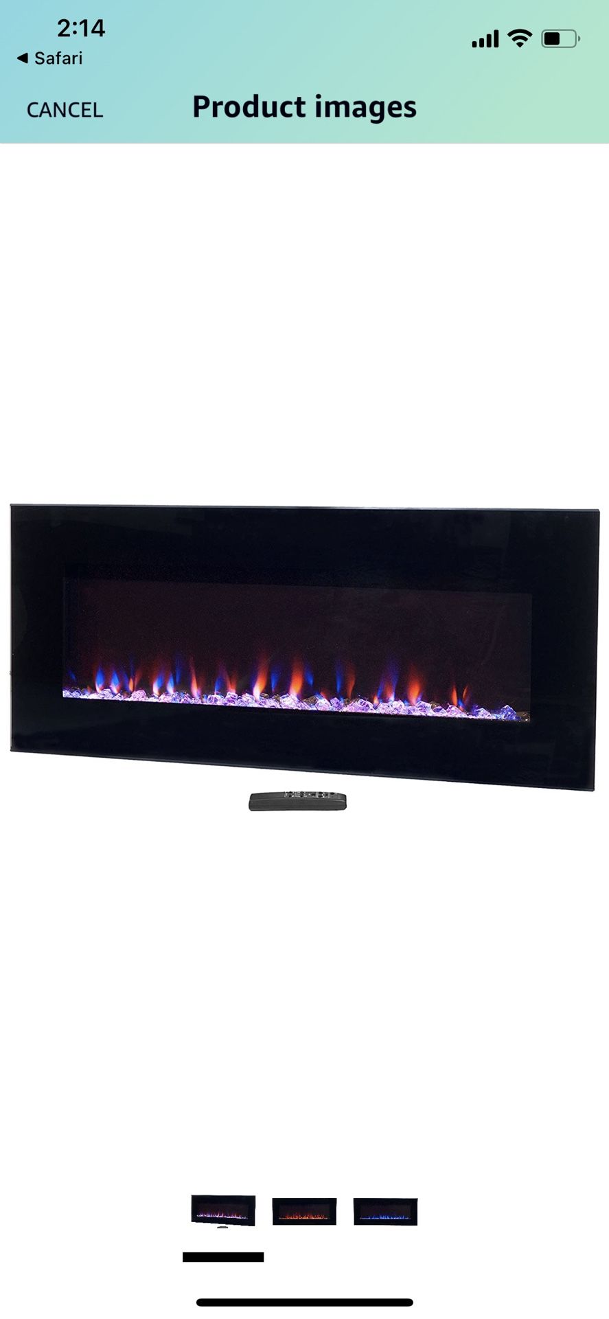 Wall Mounted Electric Fireplace 54” ($150)