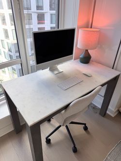 CB2 Marble Desk / Table – White Marble Top
