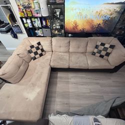 Large L-Shaped Sectional Sofa 81x113 – Beige – Large Couch