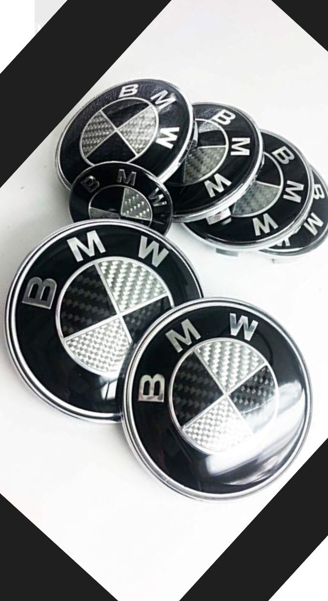 Bmw Carbon fiber hood and trunk emblems and wheel caps custom fits z3 z4 m3 m4 m5 m6 7series 6 series 5 series 4 series 3 series 330i 335i 328i 325i