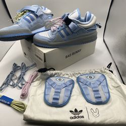 adidas Forum Low Buckle X Bad Bunny Blue Tint GY9693 6.5 6 1/2 Juniors Big Kid I wear a women size 8 and they fit.  