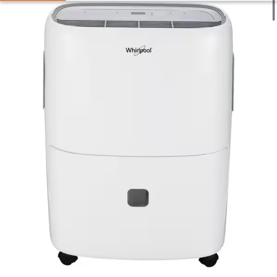 Whirlpool 30-Pint Portable Dehumidifier with 24-Hour Timer, Auto Shut-Off, Easy-Clean Filter, Auto-Restart and Wheels