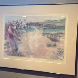 Kite at Pebble Beach” – W. Fitzmiller Signed Limited Edition Golf Print – Framed