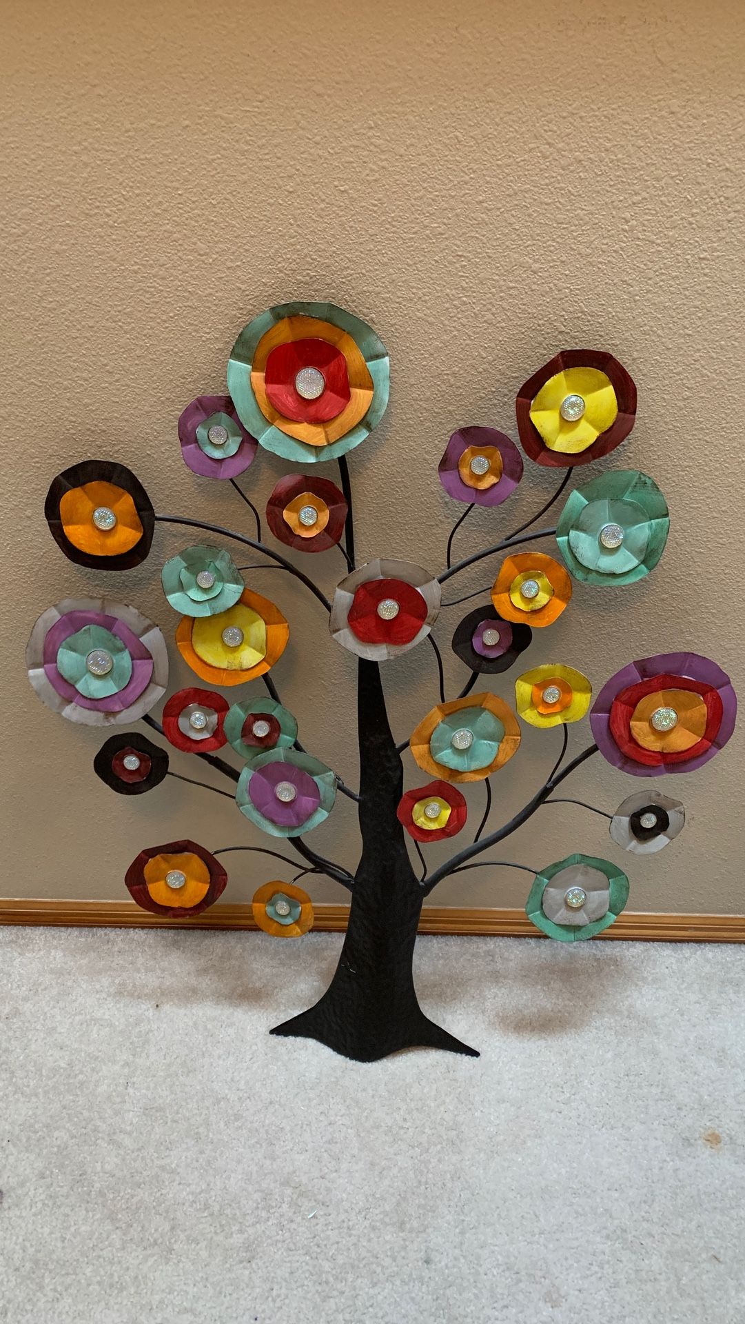 Metal colorful tree wall decor