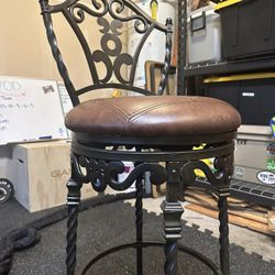 Two Metal Swivel Bar Top Stools 