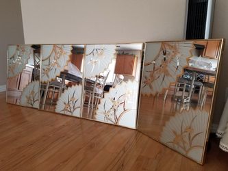 Vintage postmodern for tile mirror panel set