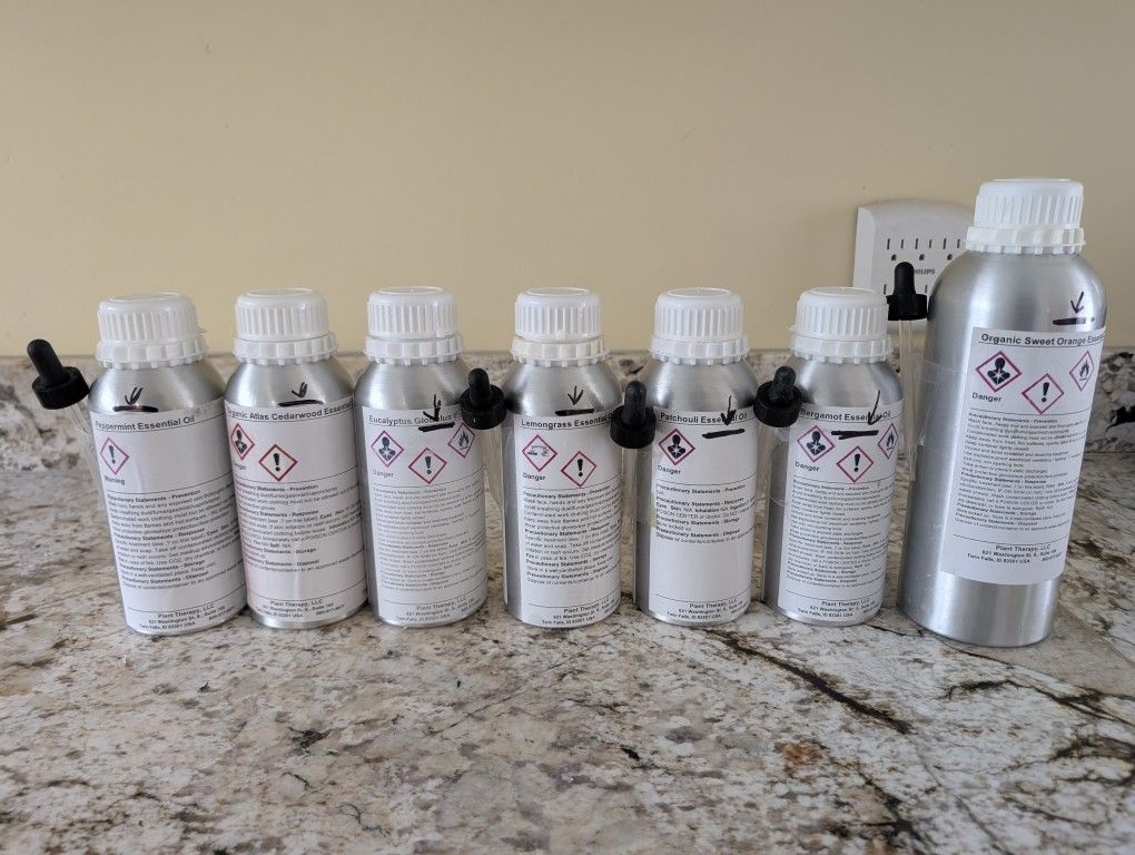 BULK Plant Therapy Bulk Essential Oils — .5 kg & 1 kg Bottles (Opened Levels Marked)