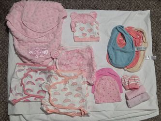Baby Girl swaddle and Accessories Bundle